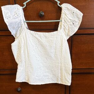 sofia by sofia vergara White Eyelet Square-Neck Crop Top